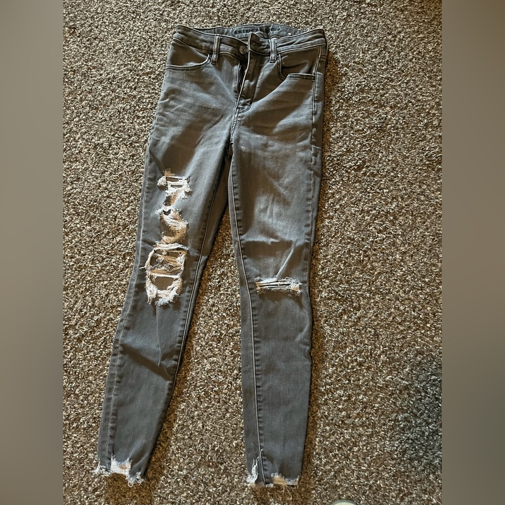 american eagle high rise grey jeggings